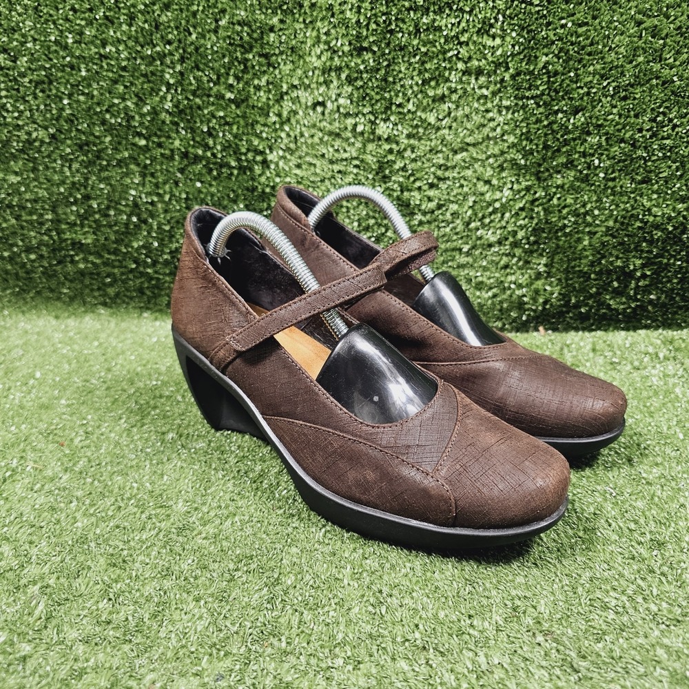 NAOT Day‎ Mary Jane Brown Leather Wedge Heels Pumps Womens Size EU 38 US 7